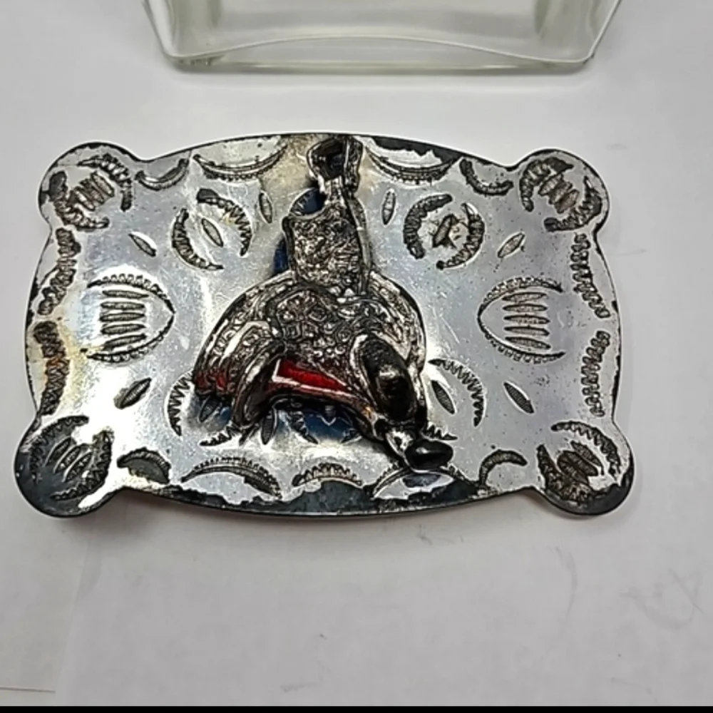 Vintage Mens Western Belt Buckle With A Raised Saddle